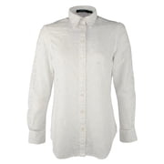Womens Petite Eyelet Button Down Crisp Cotton Shirt-W-PS