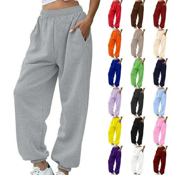 Women's Petite Fit Jogger Sweatpants with Drawstring Waist and Pockets Comfortable Casual Pants for Everyday Activities