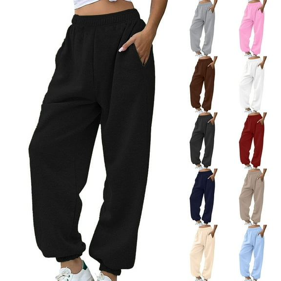 Women's Petite Fit Jogger Sweatpants with Drawstring Waist and Pockets Comfortable Casual Pants for Everyday Activities