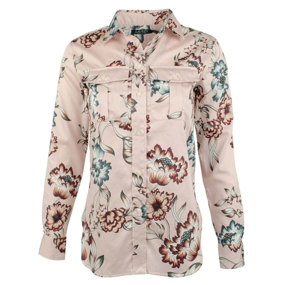 Women's Petite Floral Cotton Sateen Top-PM-PL