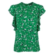 Lauren Ralph Lauren Womens Petite Floral Georgette Ruffle Sleeve Top-GM-PM