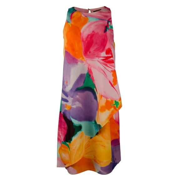 Women's Petite Floral Print Crepe Shift Dress-M-8P
