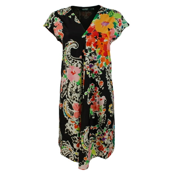 Women's Petite Floral Print Dress-B-2P