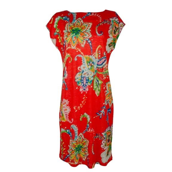 Women's Petite Floral Print Midi Shift Dress-OM-PM
