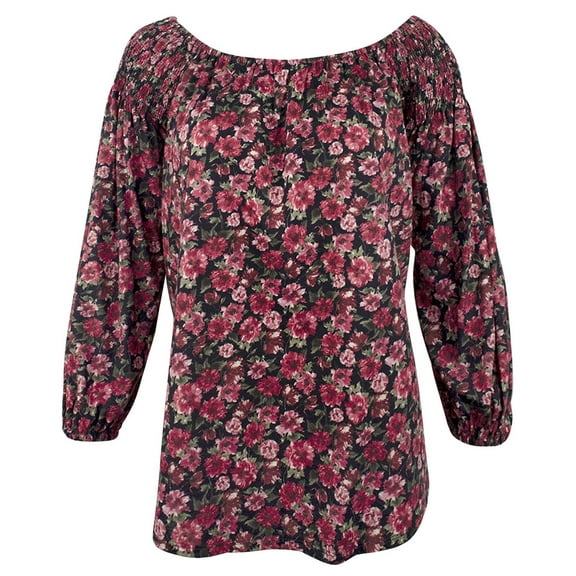 Women's Petite Flower Off The Shoulder Blouse Top