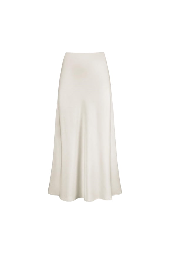Women's Petite High Waist Skirt Solid Satin Dress Zipper Elegant Skirt