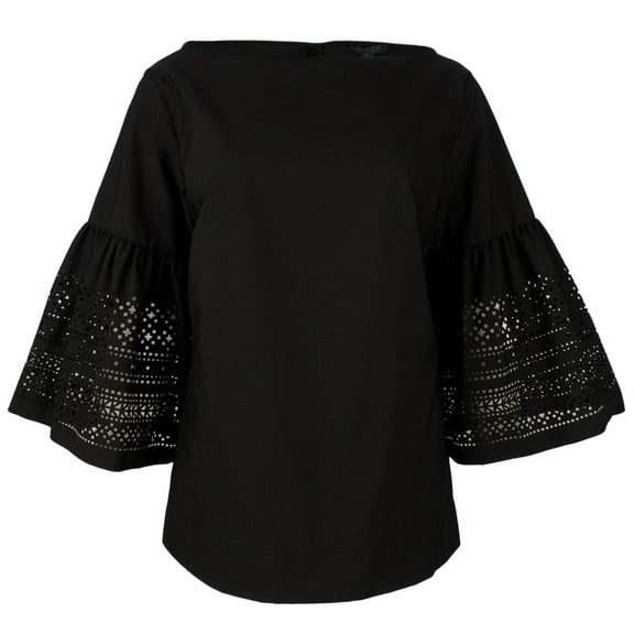 Women's Petite Laser-Cut Bell-Sleeve Top-PB-PM
