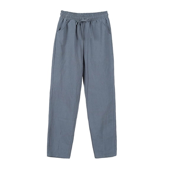 Women's Petite Linen Pants Petite Length Casual Harem Pants Beach Pants with Drawstring