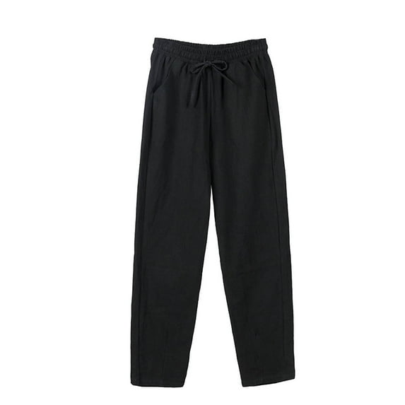 Women's Petite Linen Pants Petite Length Casual Harem Pants Beach Pants with Drawstring
