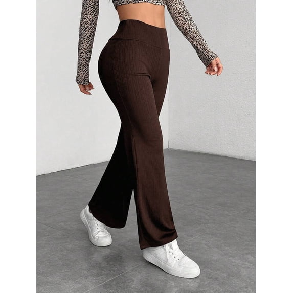 Women's Petite Navy Blue Textured Knit Flare Sweatpants