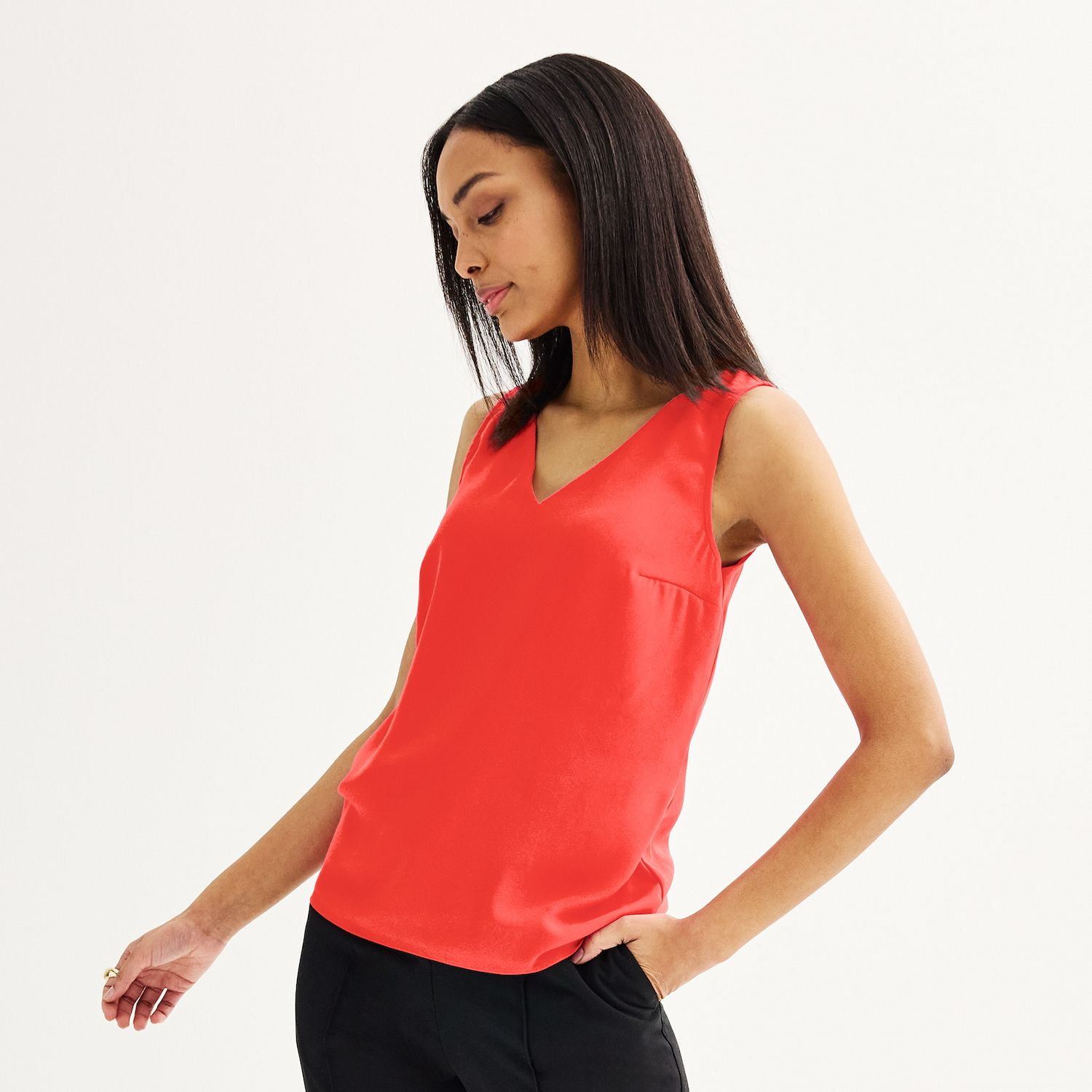 【AAKE】VIVID U-NECK TOP Women's Nine West V-Neck Tank Top Color: Teal Bold Birds