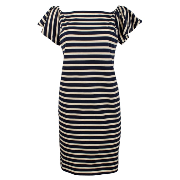 Women's Petite Off-the-Shoulder Striped Dress-I-PL