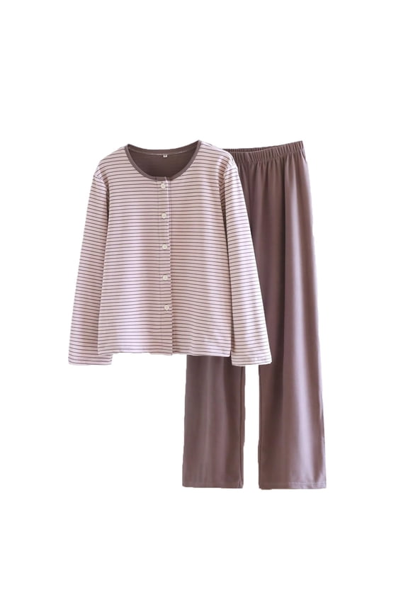 Women's Petite Pajamas Set Button Down Long Sleeve Shirt & Pant Comfy Lounge Sleepwear Set Soft Loungewear Pjs