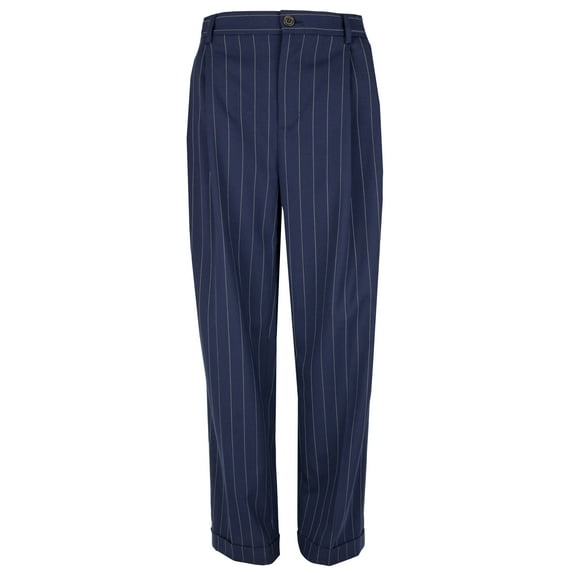 Women's Petite Pleated Pinstripe Twill Straight Pants 10P