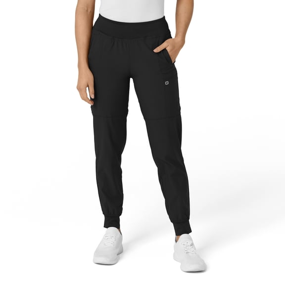 Wink W123 Women's Comfort Waist Cargo Jogger Scrub Pant Petite, Black, 1X Womens