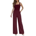 thumbnail image 1 of Women's Petite Regular Tall Casual Loose Overalls Jumpsuits Sleeveless, Wide Leg Pants Rompers, Available in Different Lengths, 1 of 4
