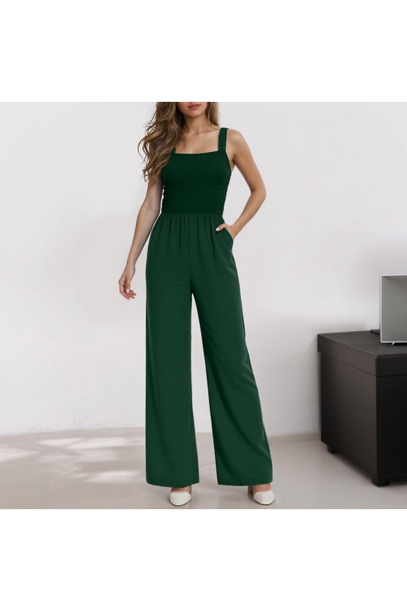 Women's Petite Regular Tall Casual Loose Overalls Jumpsuits Sleeveless Wide Leg Pants Rompers Summer Jumpsuit for Women Lifeguard Jumpsuit off Shoulder Jumpsuit Women Jumpsuits And Rompers Dressy