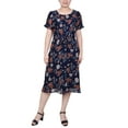 thumbnail image 1 of Women's Petite Short Sleeve Belted Swiss Dot Party Dress, 1 of 3