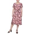 thumbnail image 1 of Women's Petite Short Sleeve Belted Swiss Dot Party Dress, 1 of 3