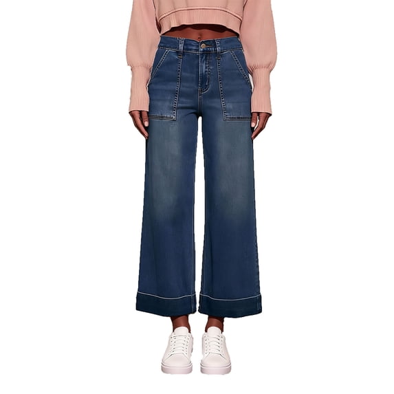 Women's Petite High Waist Stretch Straight Leg Jeans with Pockets Casual Fashion