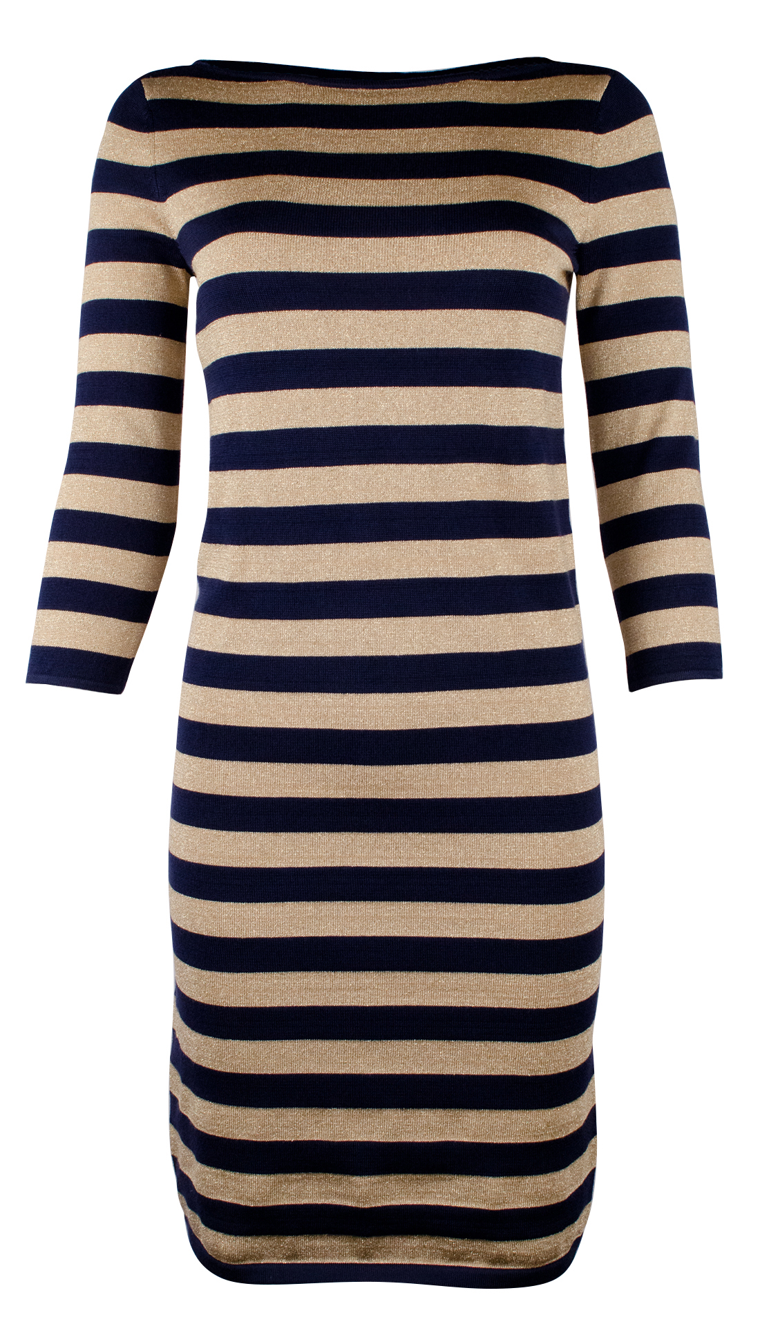 metallic striped sweater dress 1970s Metallic Striped Sweater Dress