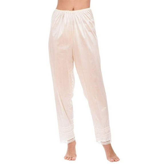 Women's Pettipants Satin Snip-it Pantliner Slip Pant Elastic Waistband and Lace Trim Bottoms Sleepwear