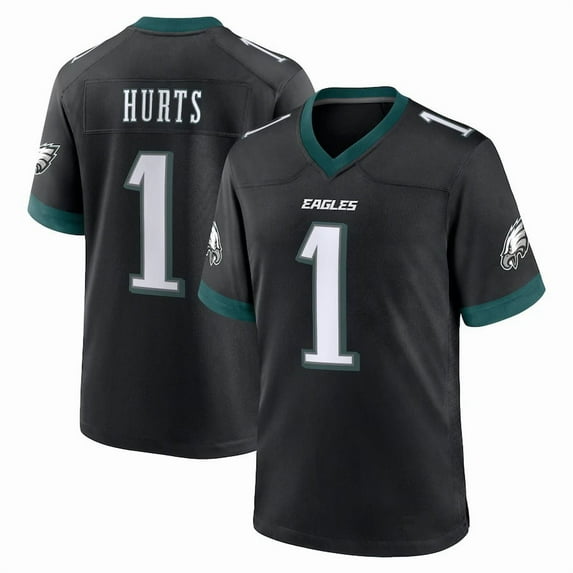 Women's Philadelphia Hurts 1 Black Stitched T-Shirts Sports Player Game Top, Medium