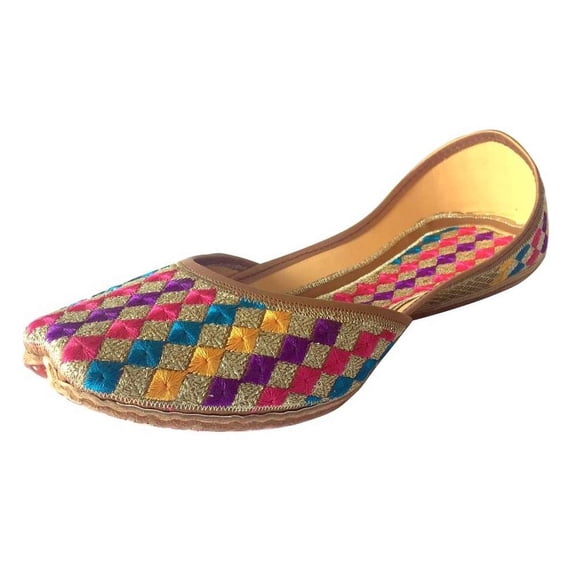 Women's Phulkari Punjabi Jutti Khussa Shoes Ethnic Shoes Rajasthani Mojari US 10 / EURO 42