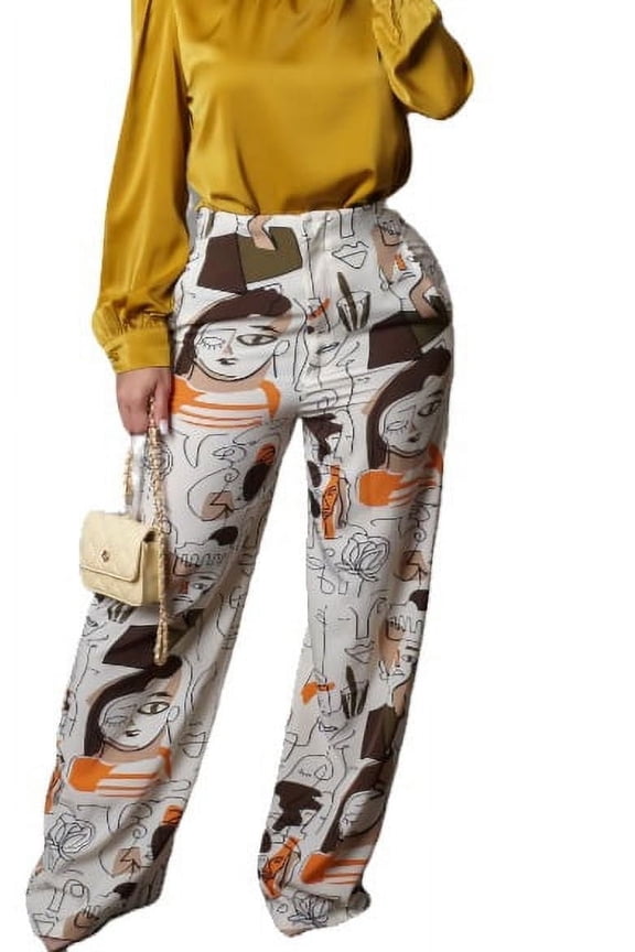 Women's Picturistic Trouser-Floor Sweeping-Pants-Beige