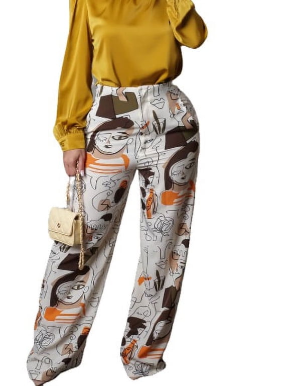 Women's Picturistic Trouser-Wide Leg-Floor Sweeping-Pants-Beige