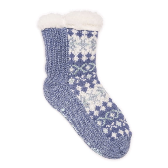 MUK LUKS Women's Pieced Cabin Sock, 1-Pair, Sizes S/M & L/XL