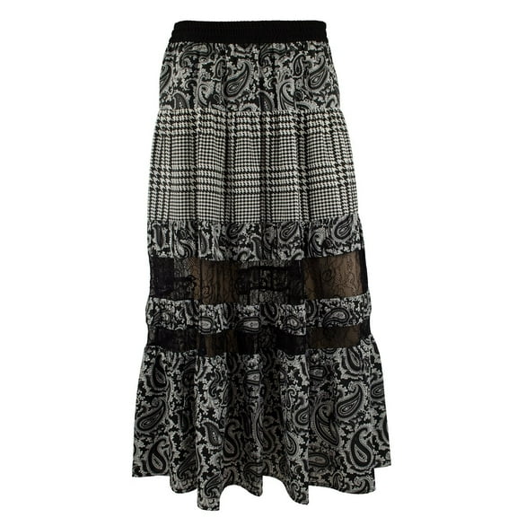 Women's Pieced Print Maxi Skirt X-Small