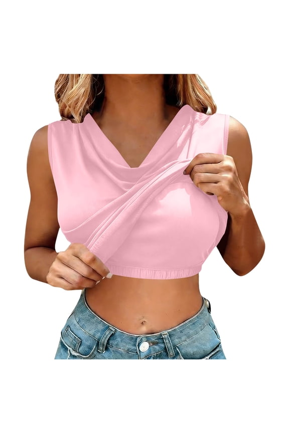 Women's Pile Neck Tank Top with Built in Bra 2026 Fashion Sleeveless Ribbed Cami Solid Color Casual Pullover for Effortless Chic Outfits
