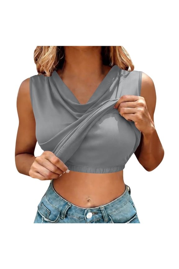 Women's Pile Neck Tank Top with Built in Bra 2026 Fashion Sleeveless Ribbed Cami Solid Color Casual Pullover for Effortless Chic Outfits