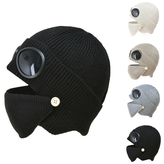 Women's Pilot Ear Cap - Thickened Korean Knitted Wool Hat with Ear Flaps, Winter Warm Beanie for Skiing, Outdoor, Cold Weather (Multiple Colors)