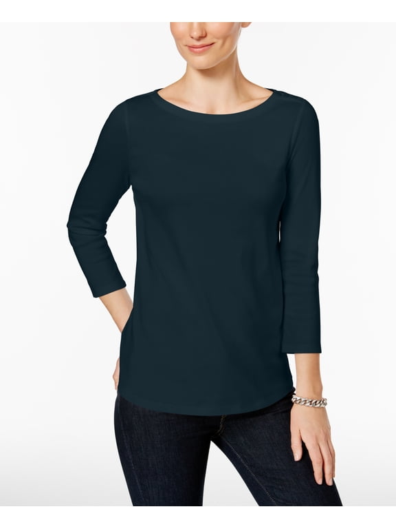 Women's Pima Cotton Boat-Neck Top Intrepid Blue PS