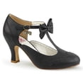 thumbnail image 1 of 3" Kitten Heel Round Toe T-Strap Pump W/ Bow - Blk Faux Leather, 11, 1 of 6