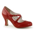 thumbnail image 1 of 3" Kitten Heel Round Toe Criss-Cross Mary Jane Pump - Red Faux Leather, 7, 1 of 2