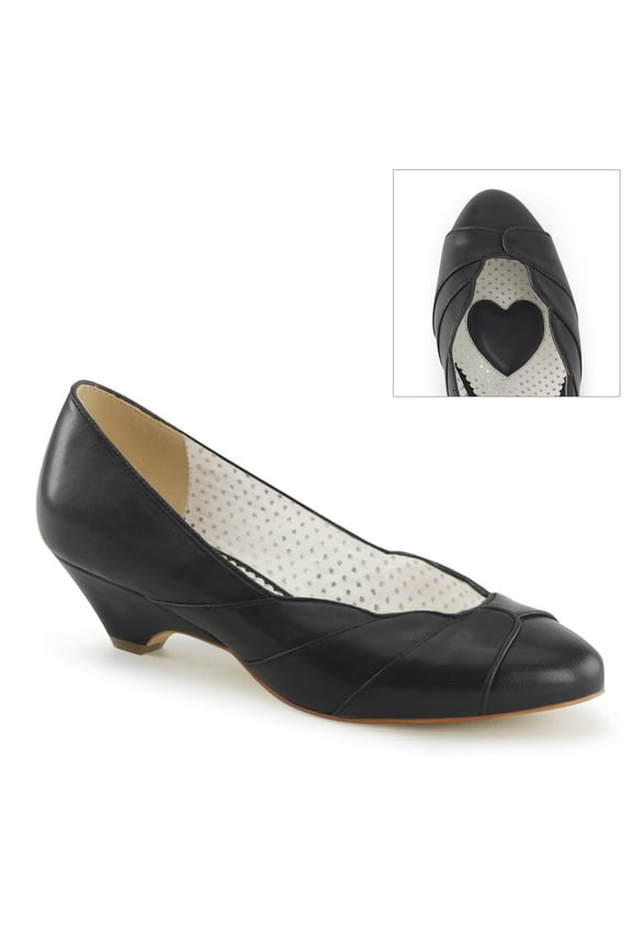 1 1/2" Kitten Wedge Pump - Black Faux Leather, 6