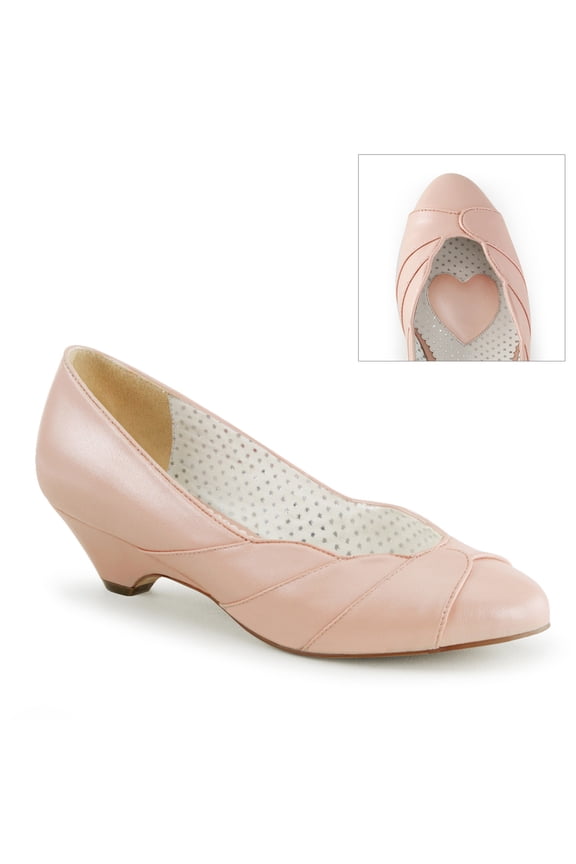 1 1/2" Kitten Wedge Pump - B. Pink Faux Leather, 7