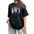 thumbnail image 1 of Women's Pine Forest Graphic Breathable Washed T Shirt Casual Top Comfortable Black S-2XL Plus Size, 1 of 5