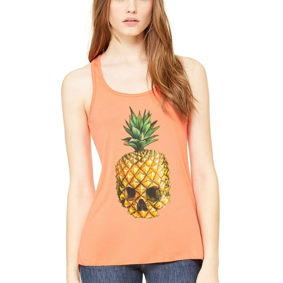 Women's Pineapple Skull Printed Flowy Racerback Tank Top