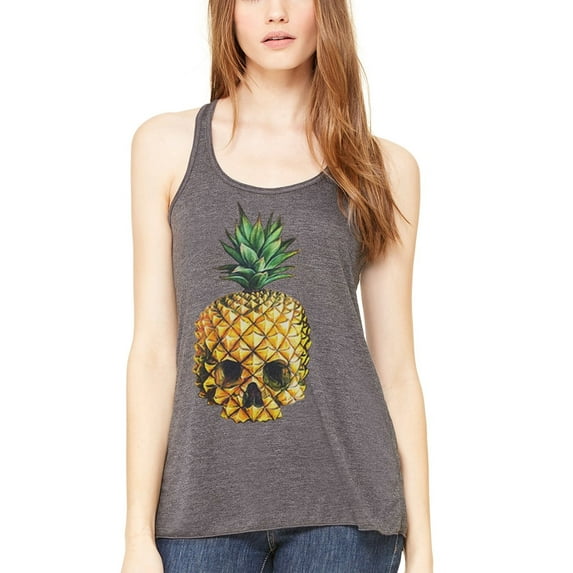 Women's Pineapple Skull Printed Flowy Racerback Tank Top