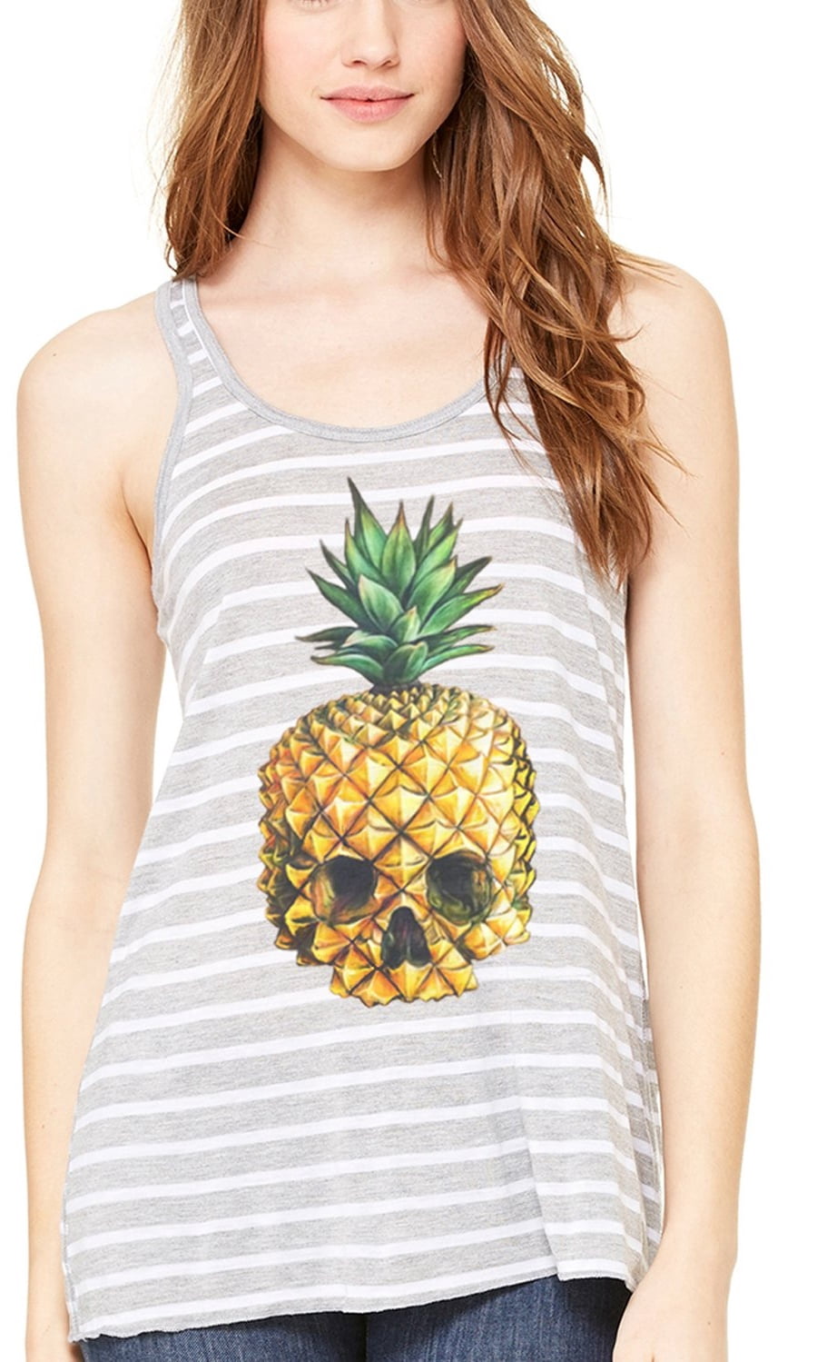 Women's Pineapple Skull Printed Flowy Racerback Tank Top
