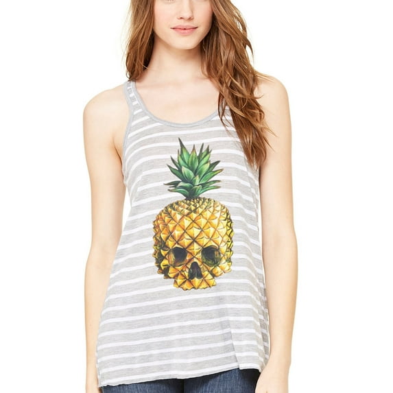 Women's Pineapple Skull Printed Flowy Racerback Tank Top