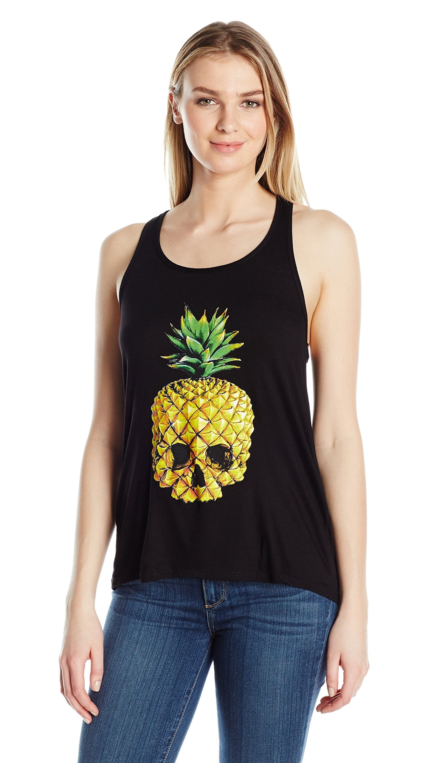 Women's Pineapple Skull Printed Flowy Racerback Tank Top