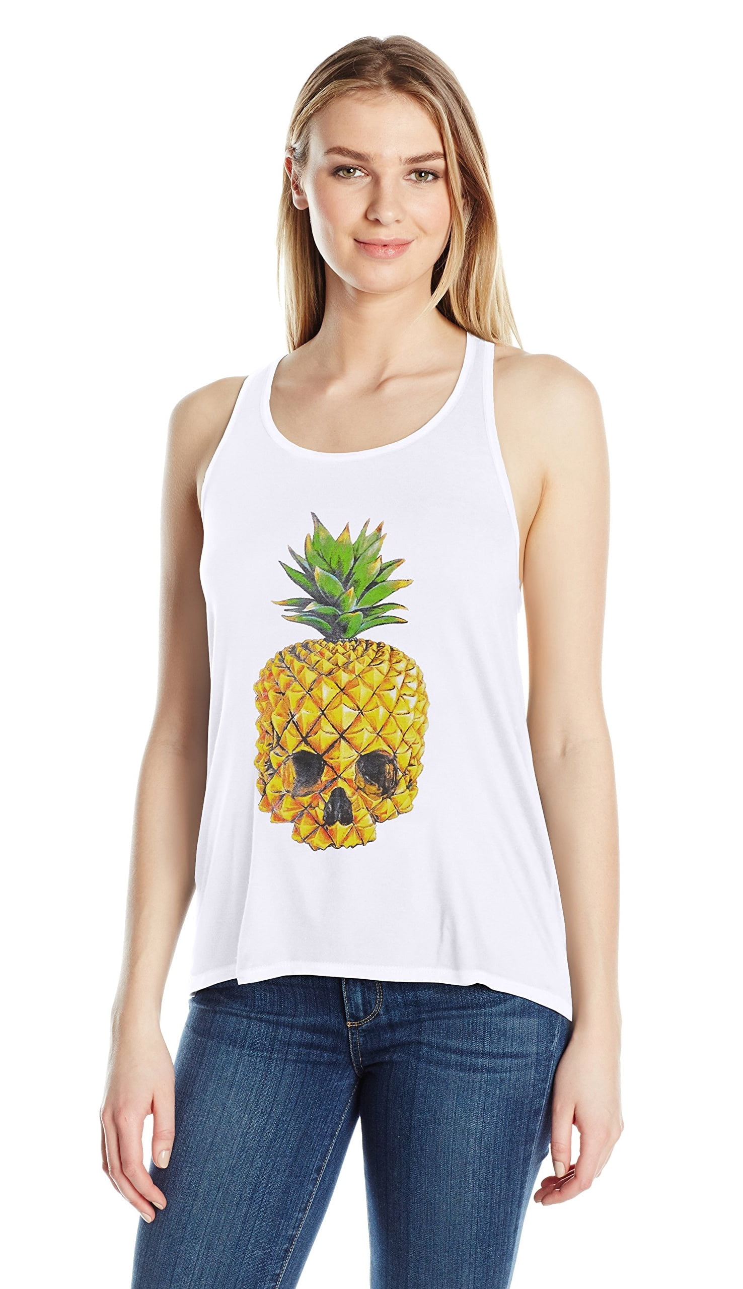 Women's Pineapple Skull Printed Flowy Racerback Tank Top