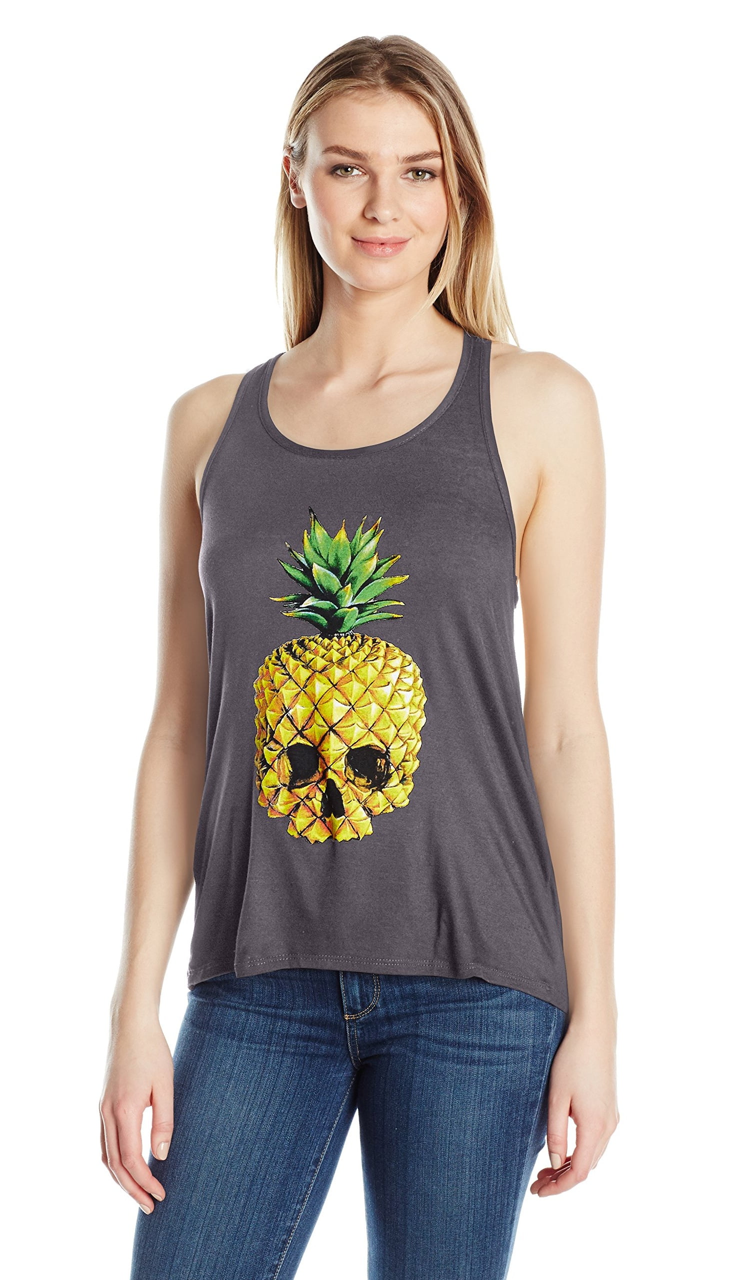 Women's Pineapple Skull Printed Flowy Racerback Tank Top