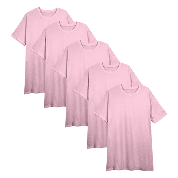 Women's Pink 5-Pack Crew Neck Short Sleeve Night Shirt-Medium