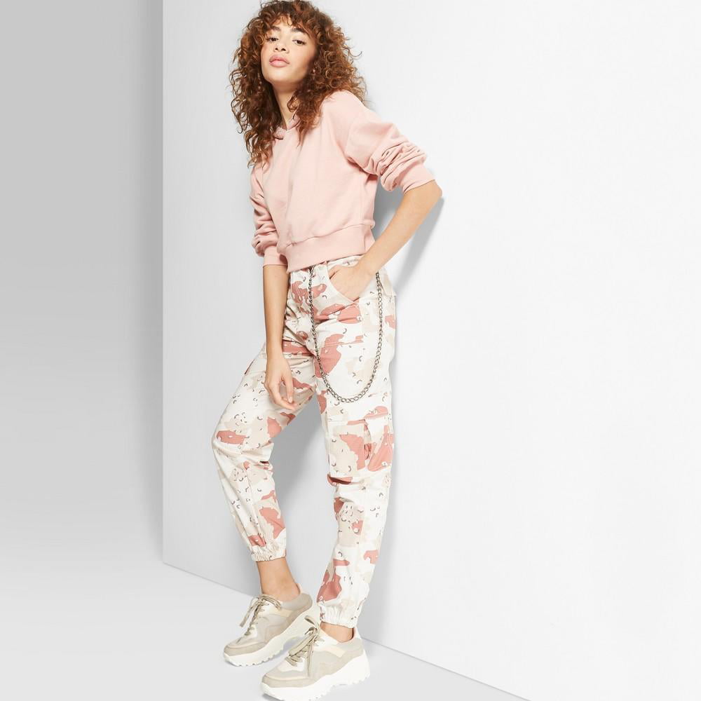 Women's Pink Camo Print High-Rise Desert Pants - Wild Fable White